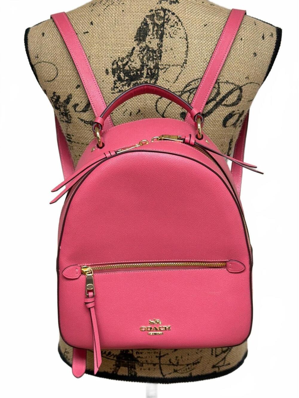 Coach Pink Leather Backpack with Gold Hardware